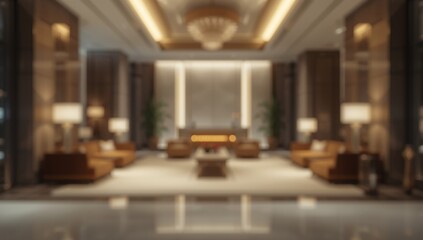 Defocused hotel lobby scene serving as a visual background for editorial or informational layouts