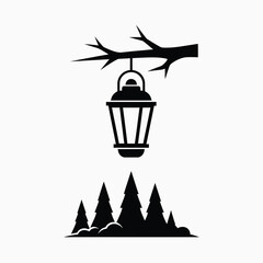 Lantern hanging over forest