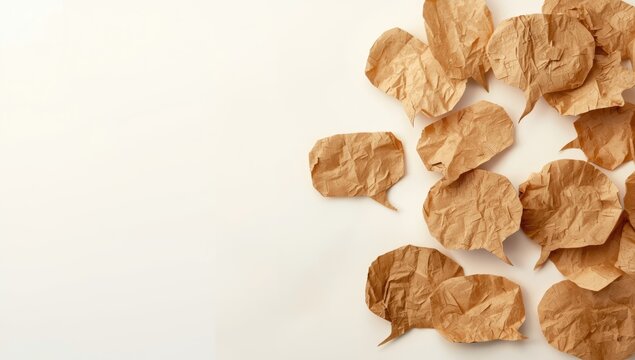 Set of paper speech bubbles for visual communication or branding, ideal as editorial header backgrounds - Powered by Adobe