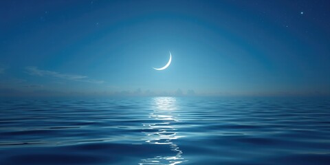 Clear moon against a daytime blue sky, celestial bodies in daylight conditions