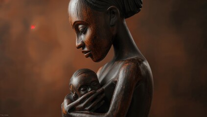 African mother figure carved in wood, highlighting craftsmanship and cultural identity, World Heritage Day