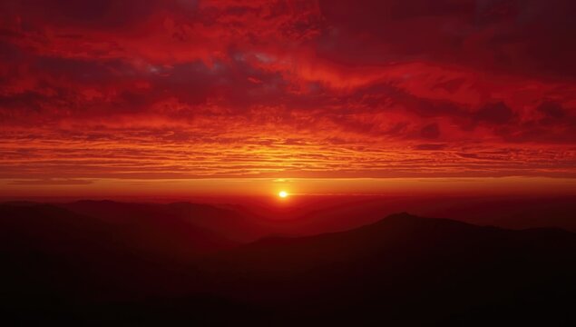Vivid red hues in the early morning sky, highlighting atmospheric phenomena, World Environment Day