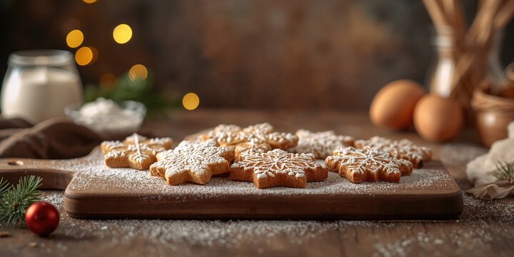 Festive holiday cookies from Alsace displayed on a baking sheet, winter season treats