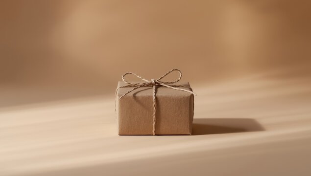 White parcel box with kraft paper wrapping prepared for shipment, focusing on secure packaging methods