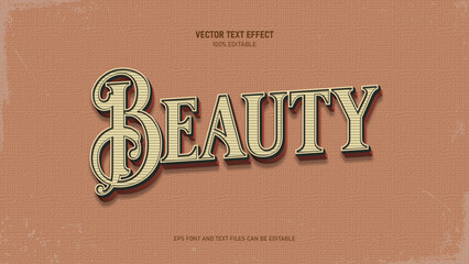 Beauty valentine  text, retro vintage style text effect