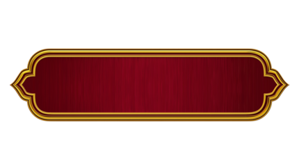 Textured Red Banner With Ornate Gold Frame ribbon golden isolated on a transparent background