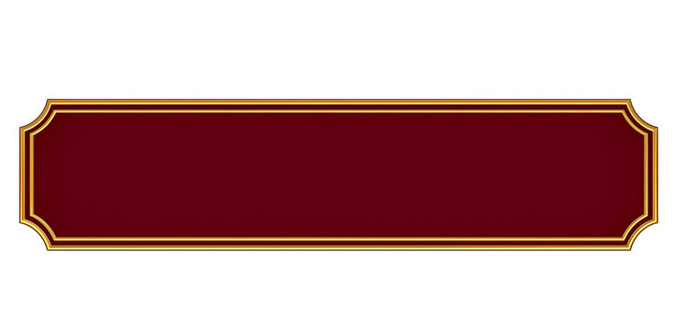 Ornate Red and Gold Rectangular Frame isolated on a transparent background