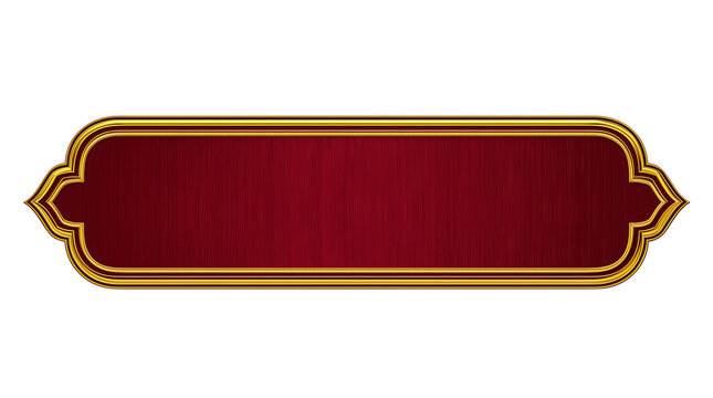 Textured Red Banner With Ornate Gold Frame ribbon golden isolated on a transparent background