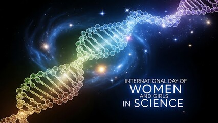 International day of women and girls in science dna double helix structure colorful illustration