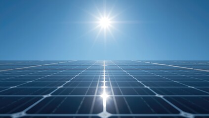 Amorphous silicon solar panels installed in a solar farm, capturing sunlight to produce renewable electricity, World Environment Day