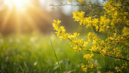 Yellow flowers clustered with branches behind, serving as a decorative background for design projects