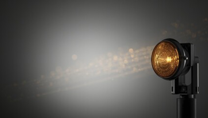 Detailed view of a bright yellow warning indicator light, serving as a safety alert in machinery environments