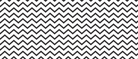 Horizontal zigzag lines background. Black and white zig zag pattern. Parallel jagged stripes texture. Minimalistic graphic print. Vector illustration