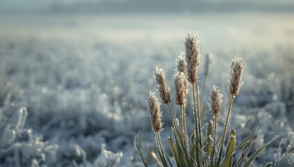 Obraz premium Frost effects on buckwheat with dead leaves and flowers, causing crop destruction and business impact, early winter, seasonal change