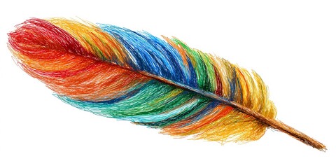 Soft, elegant feather on clean white surface, offering a serene and neutral subject for natural decor visuals