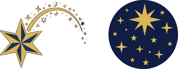 Star of Bethlehem Trail Guiding Star Night Sky Epiphany Journey Path Vector Icons