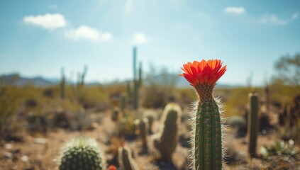 Desert plant arrangement in a cactus garden, scenic landscape highlighting nature and vacation settings
