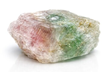 Fototapeta premium Macro photo of lithium bearing spodumene stone on bright white surface