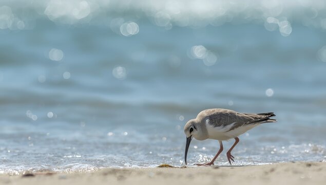 Endemic shorebird with distinctive curved beak, found along New Zealand&acirc;&euro;&trade;s shoreline, highlighting habitat