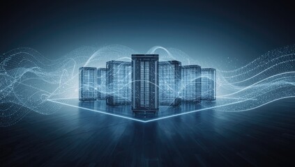 Data center featuring illuminated pathways highlighting network efficiency