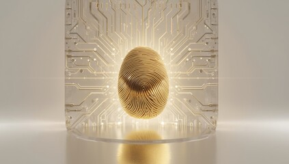 Fingerprint with metallic finish used in biometric authentication systems for cybersecurity, technology security