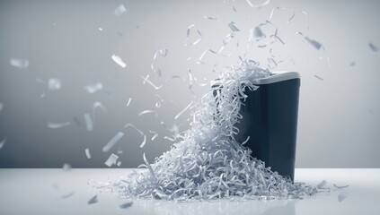 Close-up of shredded paper material functioning as a background for printed content or digital interface