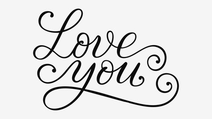 Elegant Handwritten Love You Calligraphy Lettering