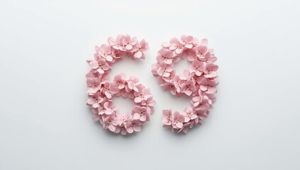 White background with pink forget-me-not flowers, serving as a floral motif for educational materials and festive events, International Flower Day