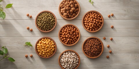 Cat food varieties displayed in bowls, focusing on dietary options for feline health