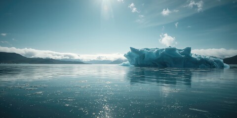 Icebergs and glacier waters in a serene arctic scene, highlighting environmental preservation efforts