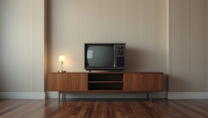 Vintage TV placed in a sparse room serving as a nostalgic media corner, focusing on retro electronics and interior layout, International Day of Older Persons