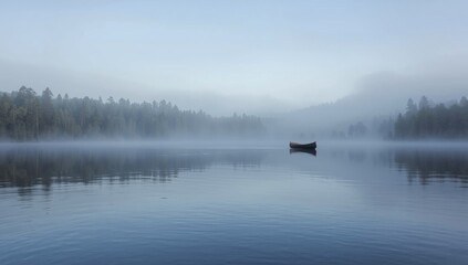 Morning fog over Malberg Lake in the Boundary Waters Canoe Area Wilderness, affecting visibility for paddlers