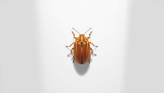 Zoomed-in view of a Colorado potato bug demonstrating insect morphology for agricultural management