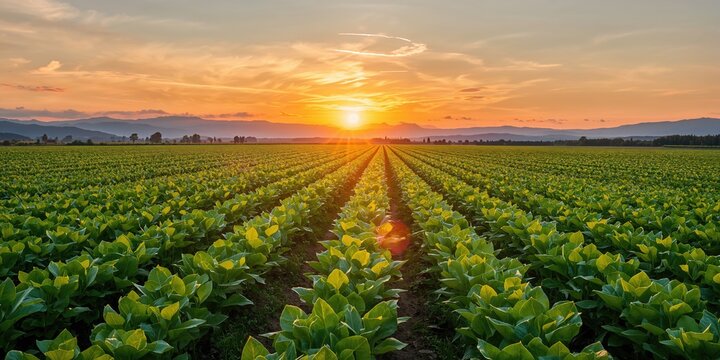 Soy field with expansive open ground, sustainable agriculture practices, World Agriculture Day