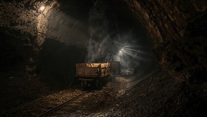 Underground coal mines with workers inspecting tunnels, highlighting safety protocols and structural integrity
