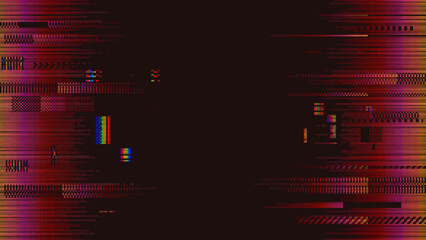 VHS Glitch Screen Effect. Abstract Technology Vector Background in Retro Style