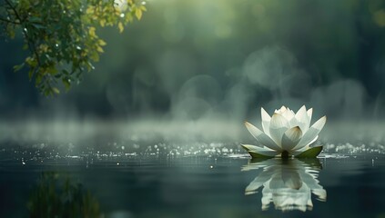 Lotus flower amidst lush greenery, highlighting aquatic plant diversity during Earth Day