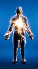 Human Energy Flow Radiating From Body, Vitality and Health Improvement Concept