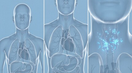 Human Throat Anatomy with Bacteria Infection Visualization