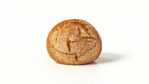 Sliced rye bread on white background, suitable for bakery preparation