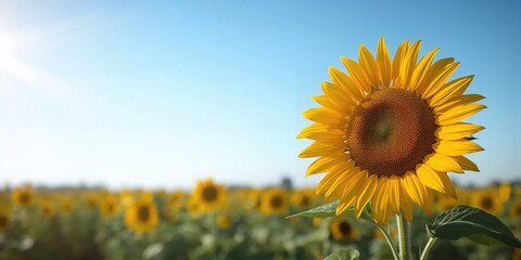 Obraz premium Sunflower on the field, suitable for background design or layout purposes