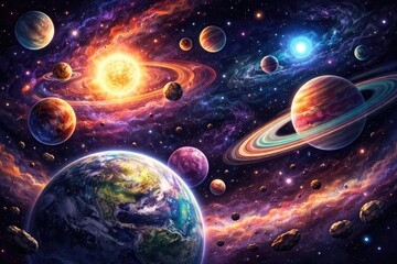 Creative Space Art Illustrating Alien