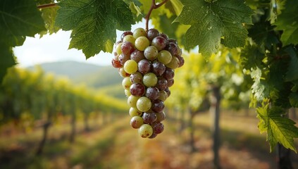 Fototapeta premium Close-up of ripe grapes, focusing on fruit freshness for nutritious eating, World Food Day