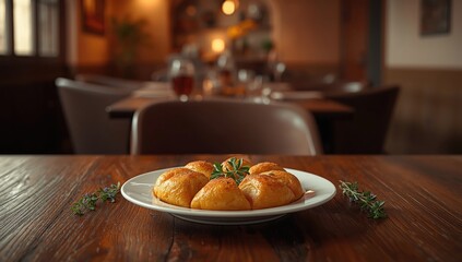 Elarji baked and prepared for dining in a Georgian restaurant setting, highlighting traditional cuisine