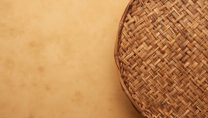Woven bamboo surface serving as a textured background for layout and text placement