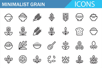 Grain Food Symbols Icon Collection Minimal Vector