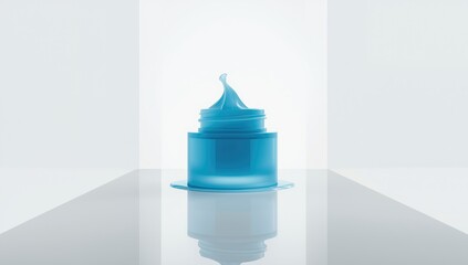 Fototapeta premium Open blue cosmetic tube with facial skincare cream, designed for layout and editorial headers