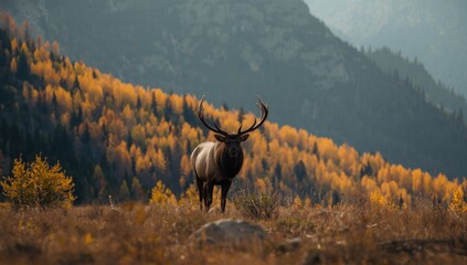 Rocky Mountain elk amidst forest foliage, showcasing natural wildlife habitat