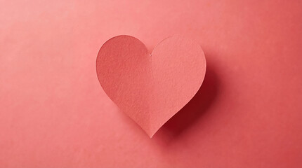 Obraz premium Simple red paper heart cutout on a matching red textured paper background minimalist style