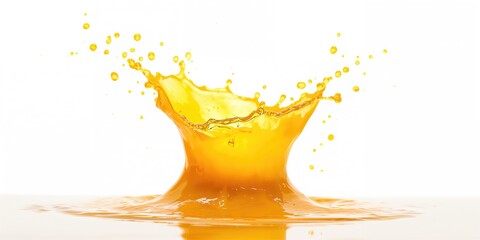 Pour of fresh orange juice on a white background, illustrating beverage handling and spill management